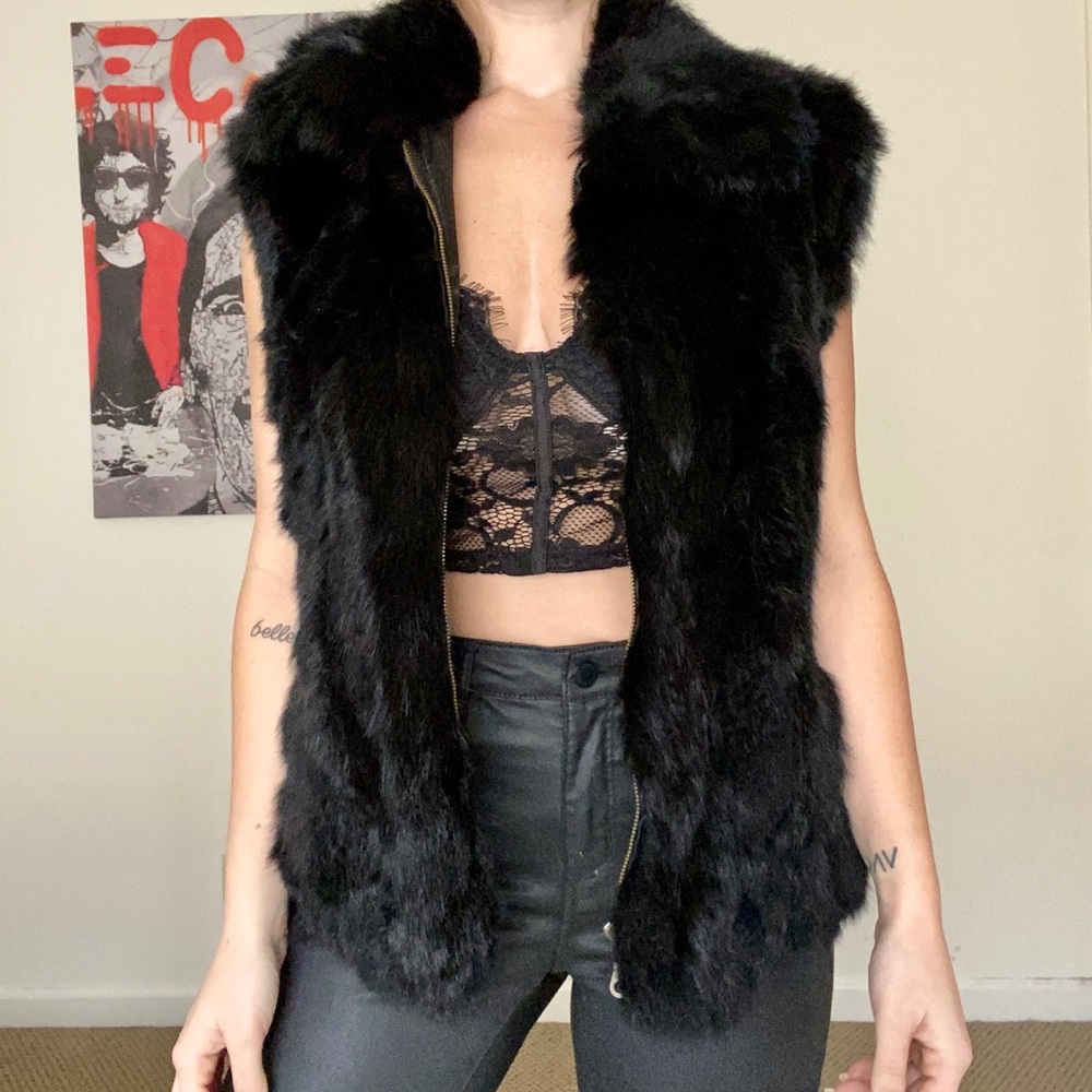 Sleeveless Black Fur Jacket / Coat! Like New!